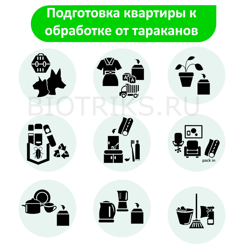 Подготовка квартиры к обработке от тараканов в г. Котельники 